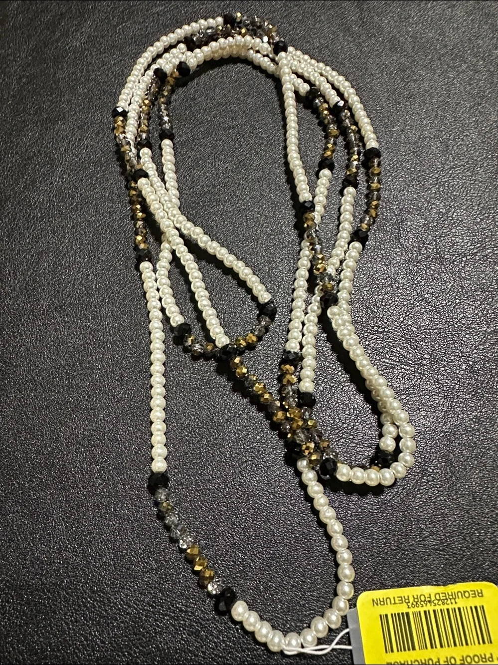 Dillards Faux Pearl & Crystal Continuous Strand Necklace
